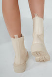 Aibhe Cream Faux Leather Chunky Boots