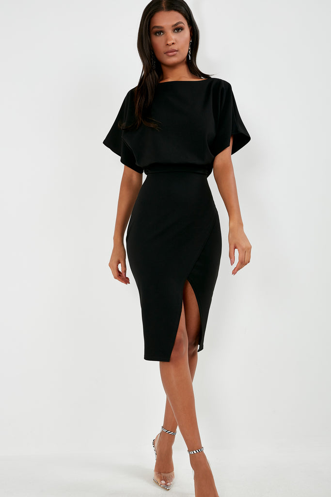 black midi pencil dress