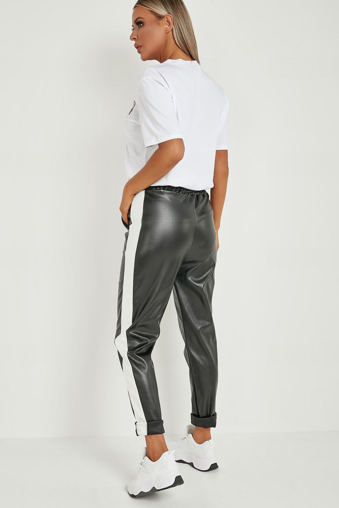 black side stripe trousers