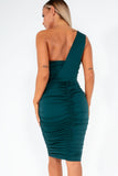 AX Paris Elyza Teal One Shoulder Midi Dress