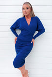 AX Paris Lia Blue Wrap Top Midi Dress
