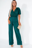 AX Paris Teresa Teal Plisse Jumpsuit