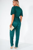 AX Paris Teresa Teal Plisse Jumpsuit