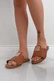 Billie Tan Gold Decor Flat Sandals