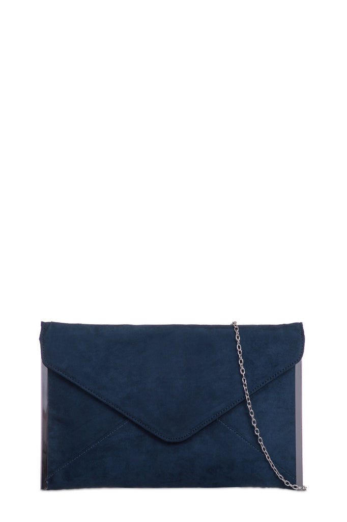 navy suede clutch