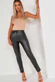 Dolores Black Faux Leather Skinny Trousers