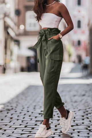 Dylan Khaki Cargo Paperbag Trousers