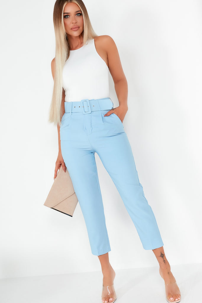 Dypna Blue Belted Cigarette Trousers