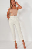 Dypna Cream Belted Cigarette Trousers