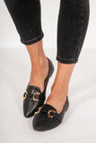 Emmaline Black Buckle Loafers