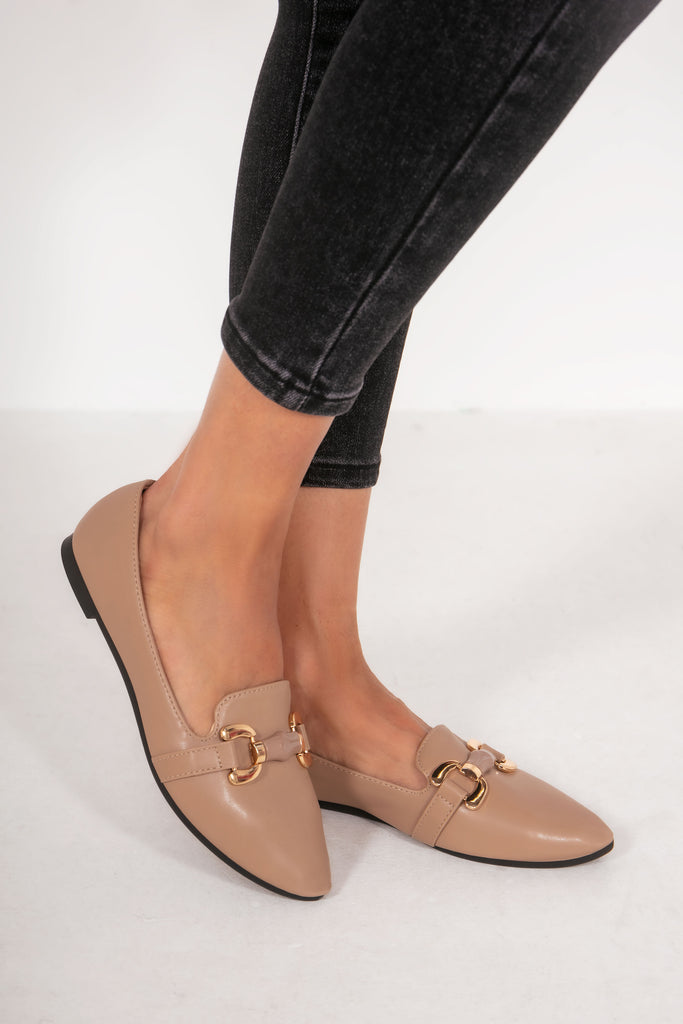 Emmaline Camel Buckle Loafers