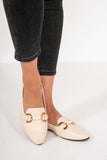 Emmaline Cream Buckle Loafers