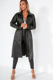 Esme Black PU Trench Coat