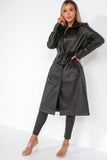 Esme Black PU Trench Coat