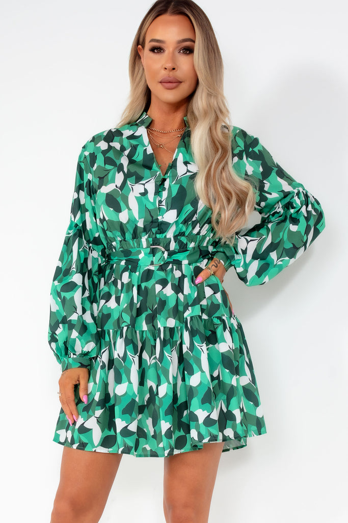 Fern Green Printed Mini Dress