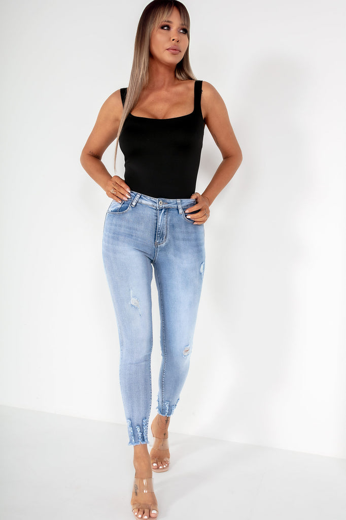 Genevieve Blue Distressed Push Up Jeans