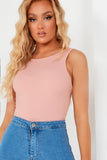 Gia Pink Highneck Ribbed Bodysuit