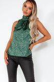 Girl In Mind Jessica Green and Gold Spotted Top