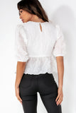 Glamorous Melina White Textured Peplum Top