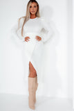 Glamorous Posey White Knit Wrap Over Dress