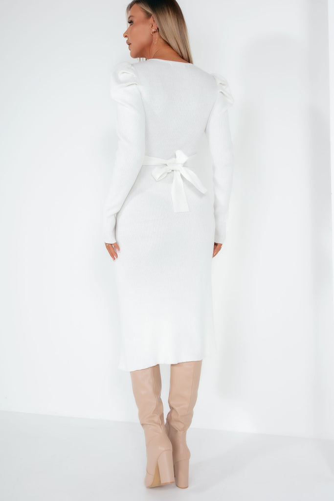 Glamorous Posey White Knit Wrap Over Dress