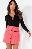 Glamorous Rachida Coral Button Detail Mini Skirt