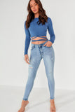 Harlyn Blue Tie Detail Crop Top