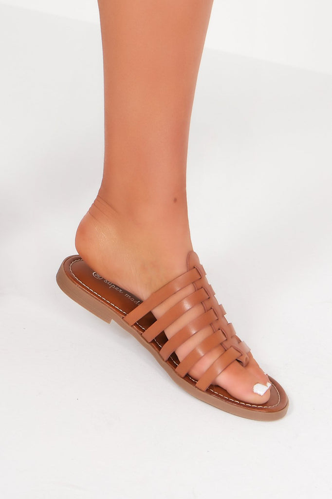 Hayzel Tan Woven Toe Post Slides