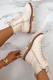 Holly Cream Lace Up Biker Boots