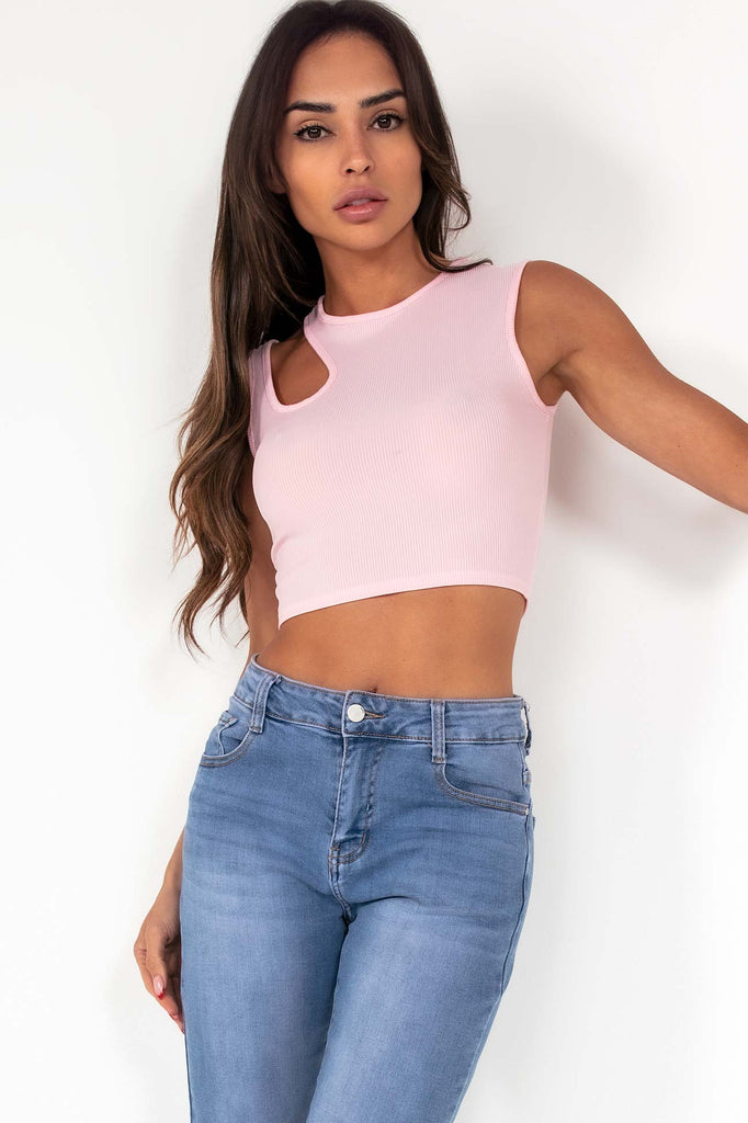 Jemma Pink Cut Out Crop Top