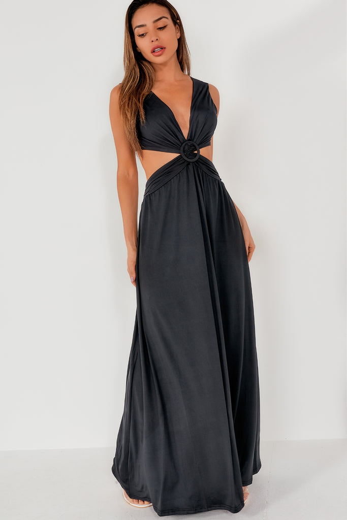 Kaiden Black Cut Out Maxi Dress