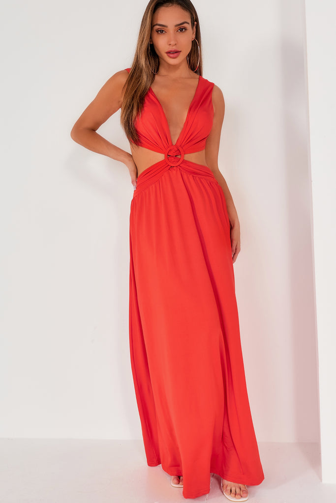 Kaiden Orange Cut Out Maxi Dress