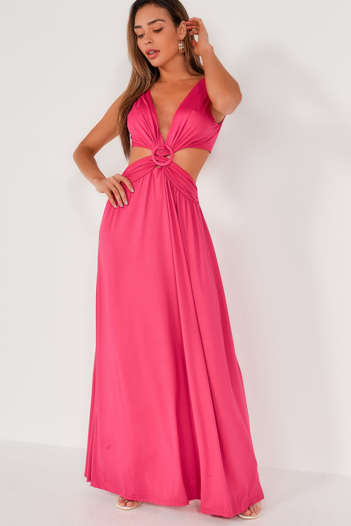 Kaiden Pink Cut Out Maxi Dress