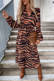 Kailey Black and Brown Animal Print Midi Dress