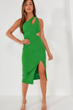 Leonora Green One Shoulder Midi Dress