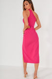 Leonora Pink One Shoulder Midi Dress