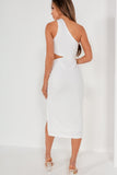 Leonora White One Shoulder Midi Dress