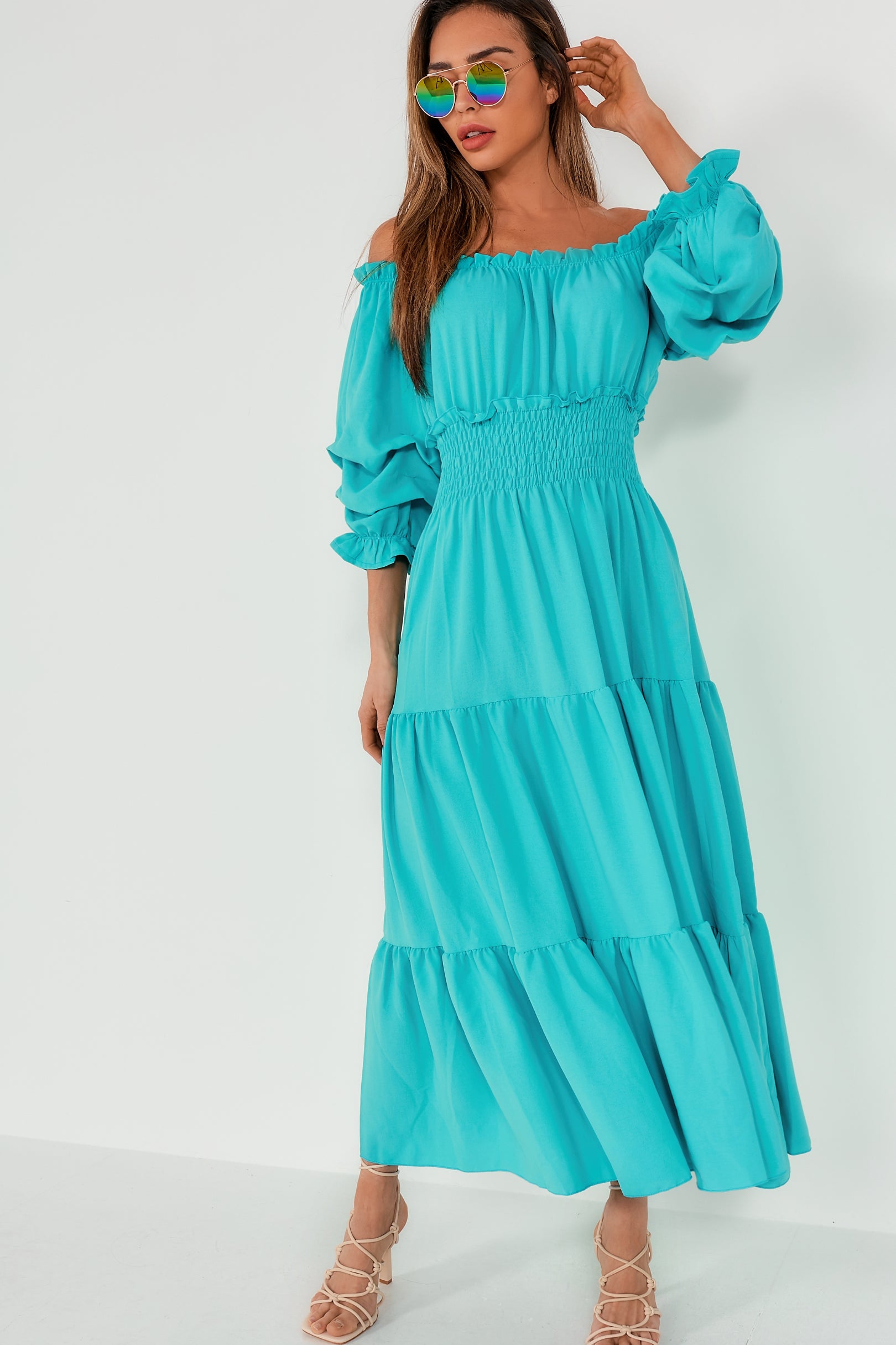 Image of Lilia Blue Tiered Maxi Dress