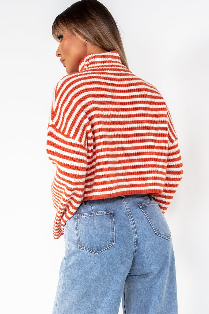 Lillie Orange Striped Knit Jumper