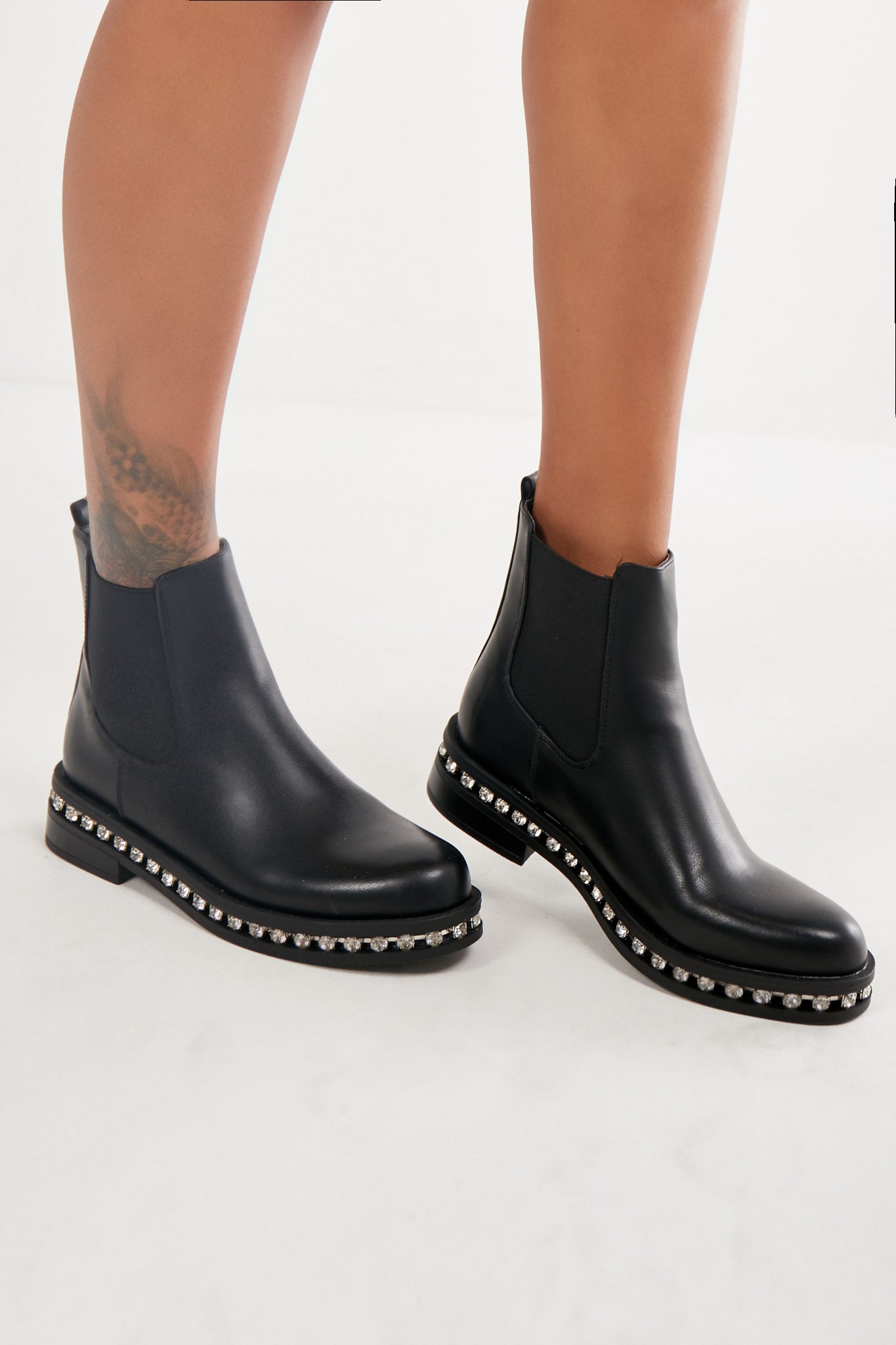 chelsea boots with diamante