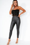 Nadina Black PU Biker Leggings