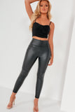 Nadina Black PU Biker Leggings