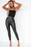 Nadina Black PU Biker Leggings