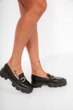 Nina Black Chunky Loafers