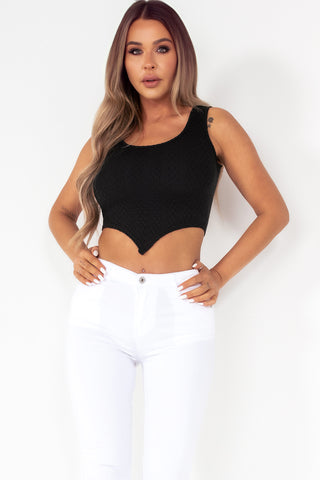 Jacqueline Black Sequin Crop Top