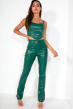 Nuala Green Faux Leather Corset Top