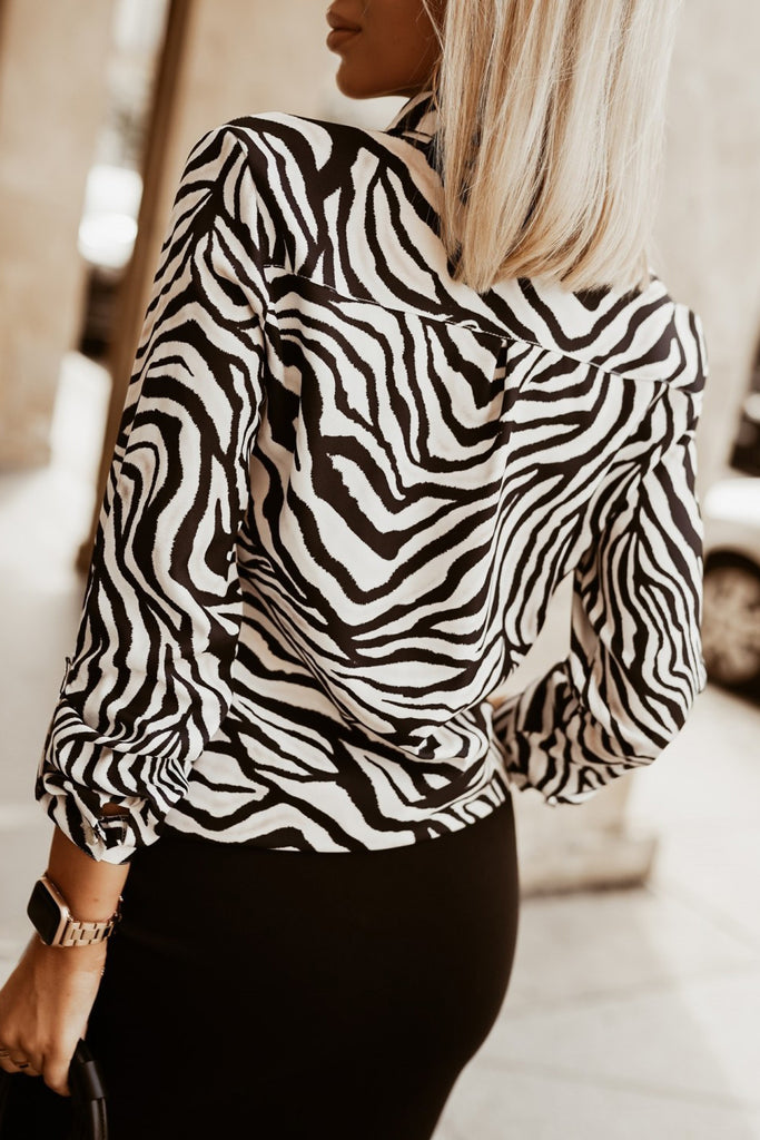 Olina Monochrome Zebra Print Shirt