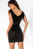 Ophelia Black Tassel Sequin Mini Dress