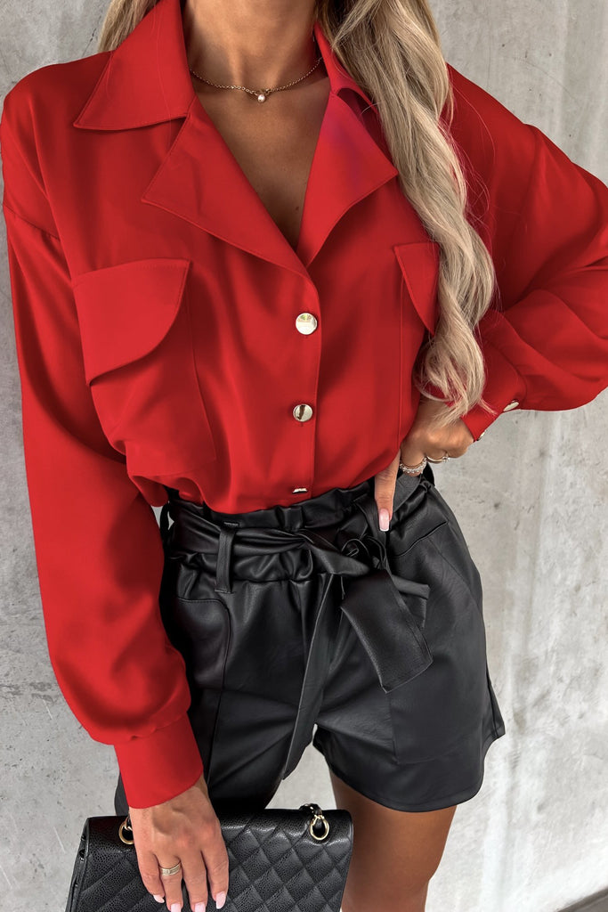 Orella Red Button Front Shirt