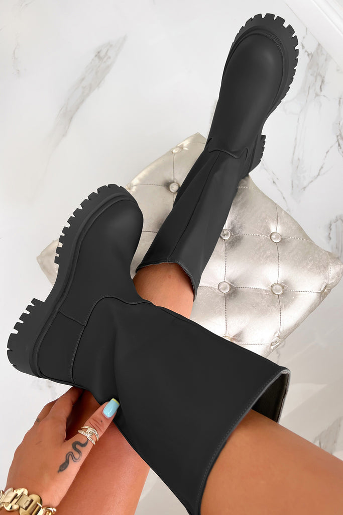 Polly Black Chunky Sole Boots
